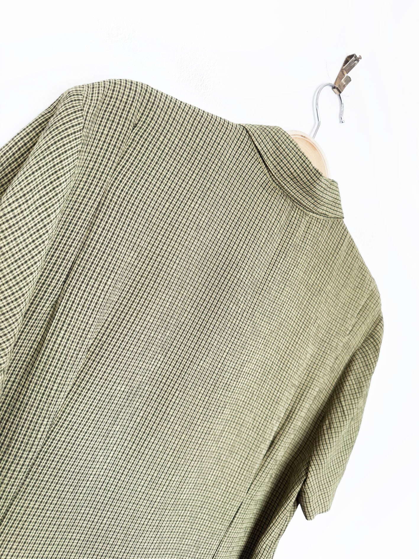 vintage 90s jones new york minimal plaid full button tie back maxi shirt dress