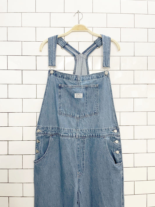 levi's white tab baggy denim overalls