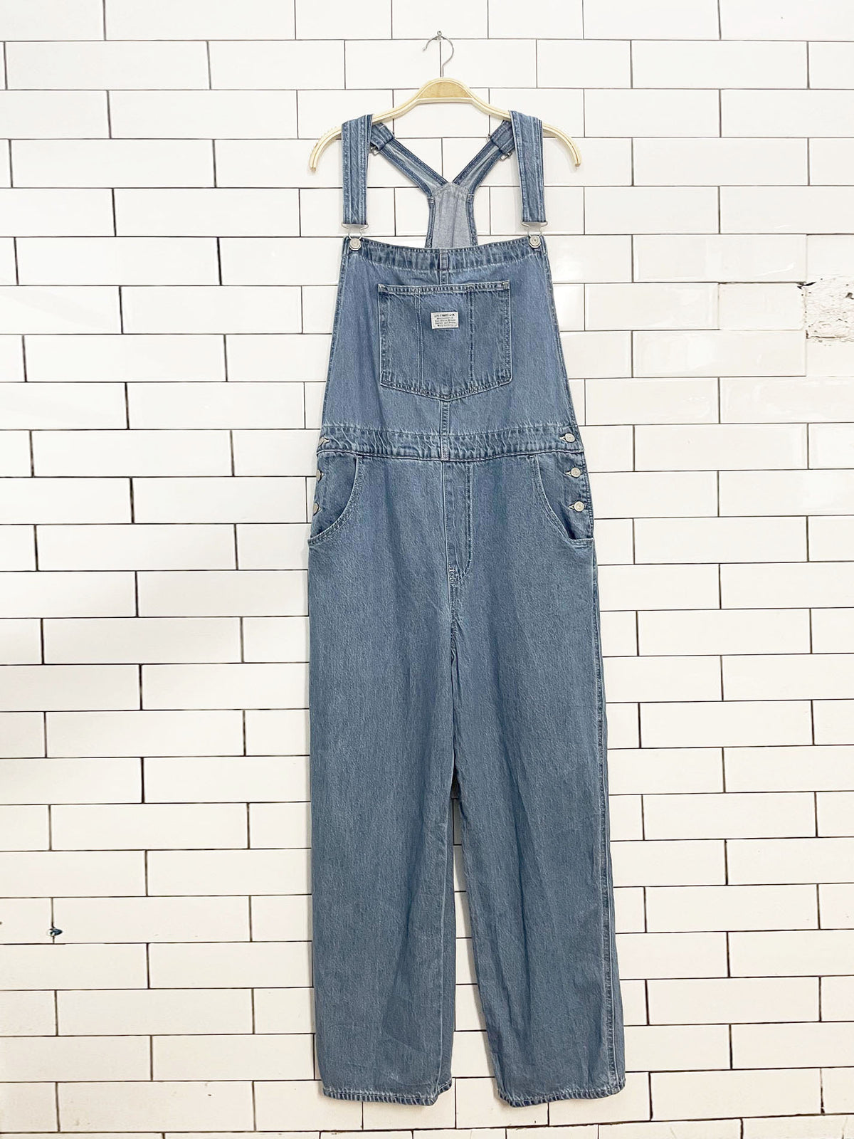 levi's white tab baggy denim overalls