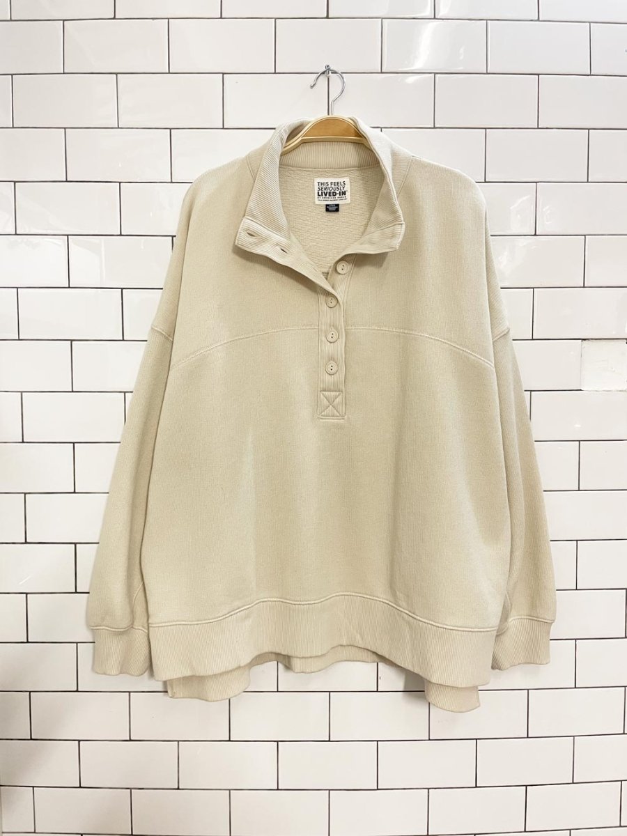 ae seriously lived in 1/2 button henley sweatshirt - good market thrift store