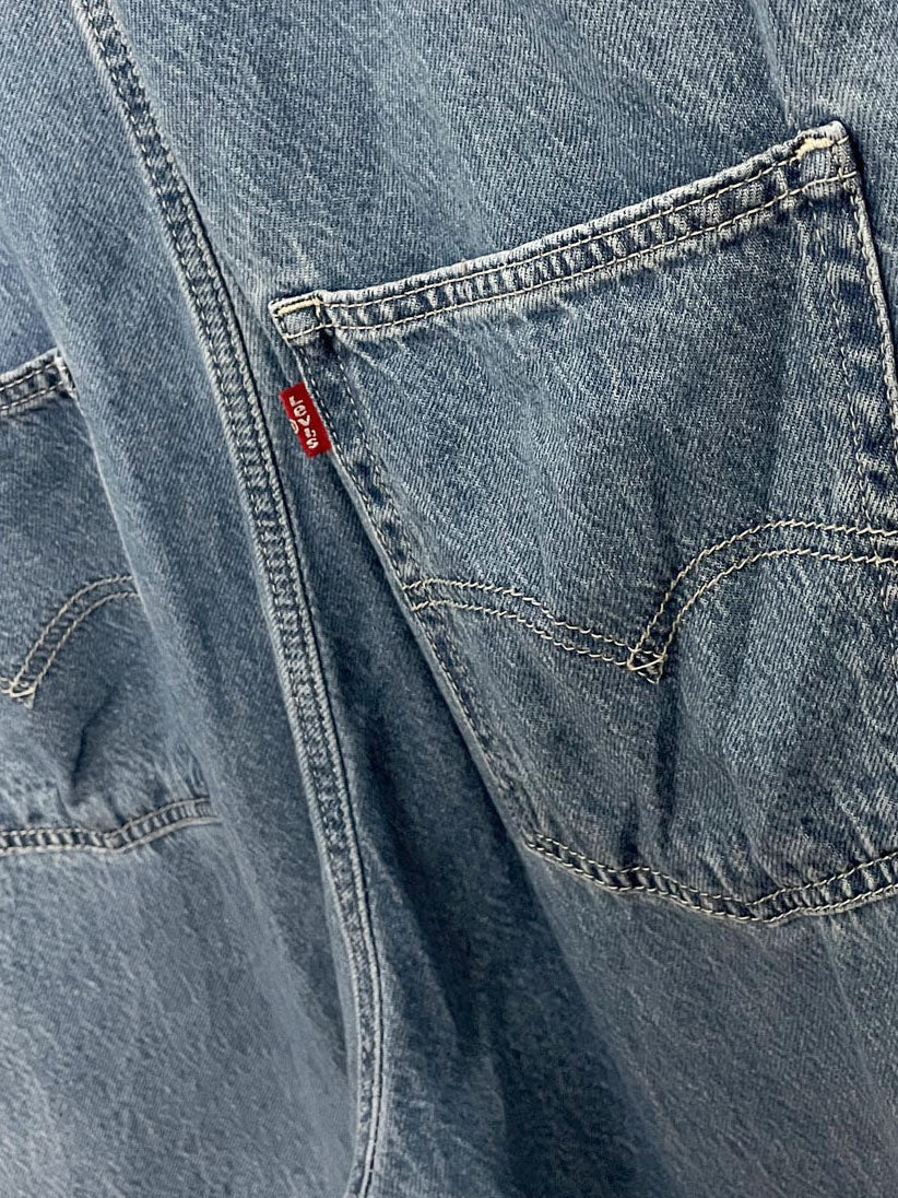 levi's white tab baggy denim overalls