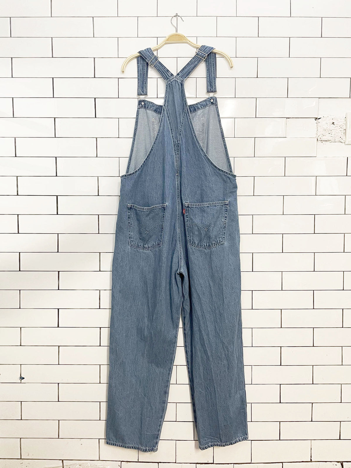 levi's white tab baggy denim overalls