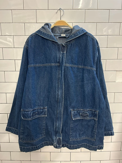 vintage 00s blassport hooded denim jacket - good market thrift store