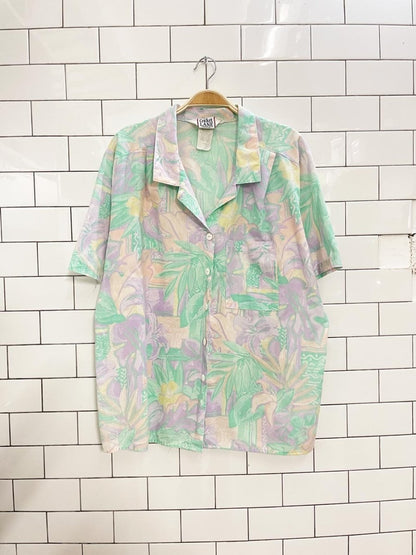 vintage 80s cricket lane pleated tropical shirt | made in USA - good market thrift store