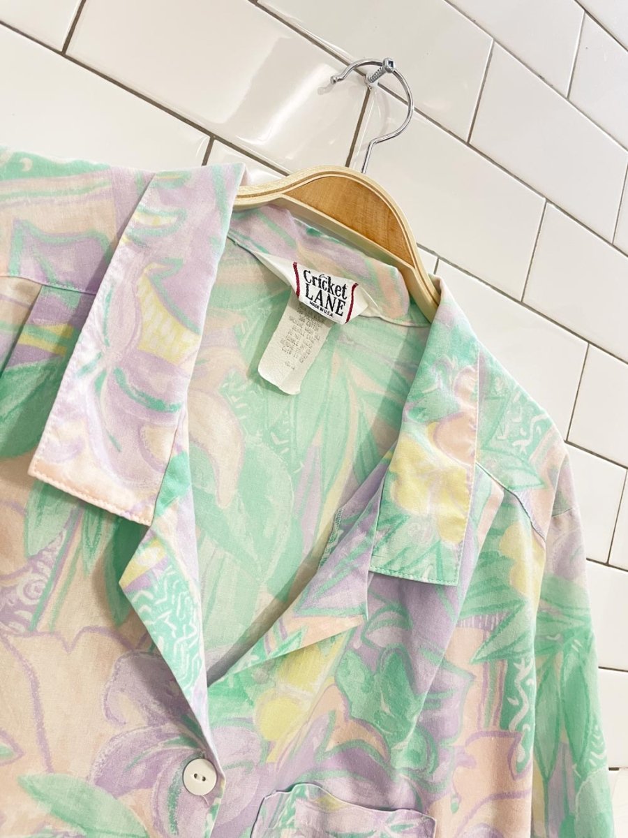 vintage 80s cricket lane pleated tropical shirt | made in USA - good market thrift store