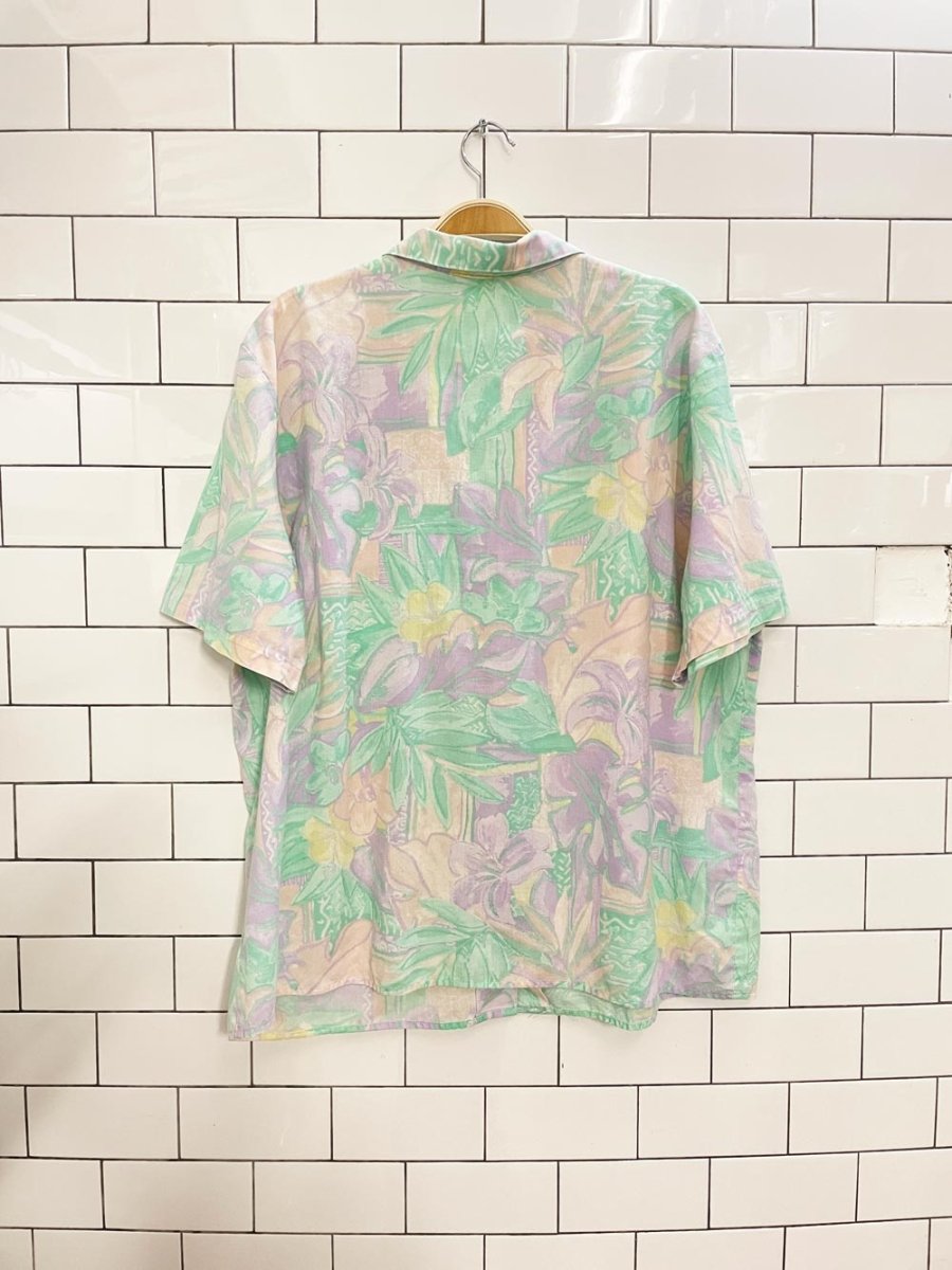 vintage 80s cricket lane pleated tropical shirt | made in USA - good market thrift store