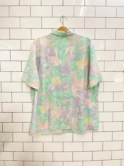 vintage 80s cricket lane pleated tropical shirt | made in USA - good market thrift store