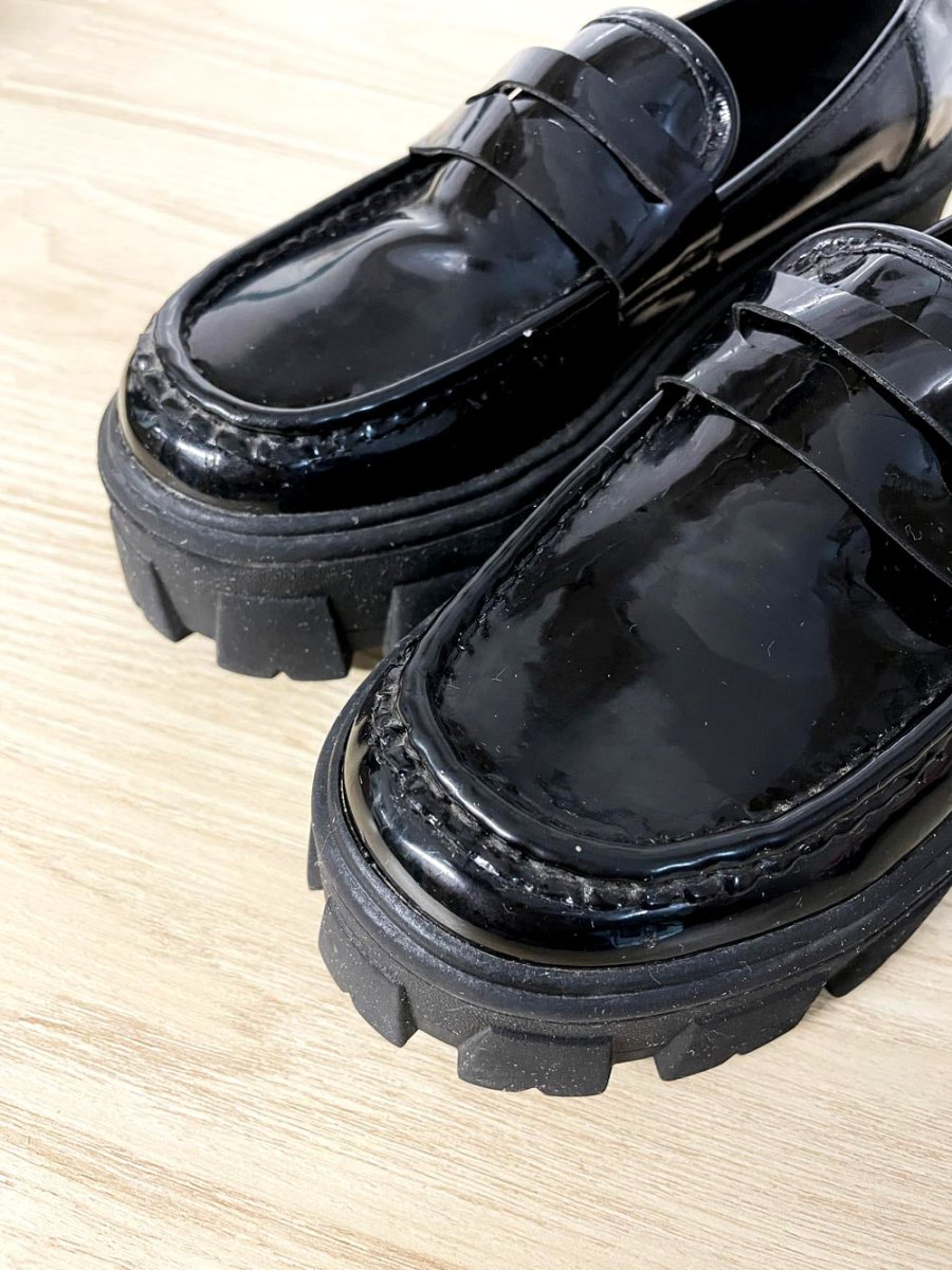 halston heritage donna patent chunky sole platform penny loafer - good market thrift store