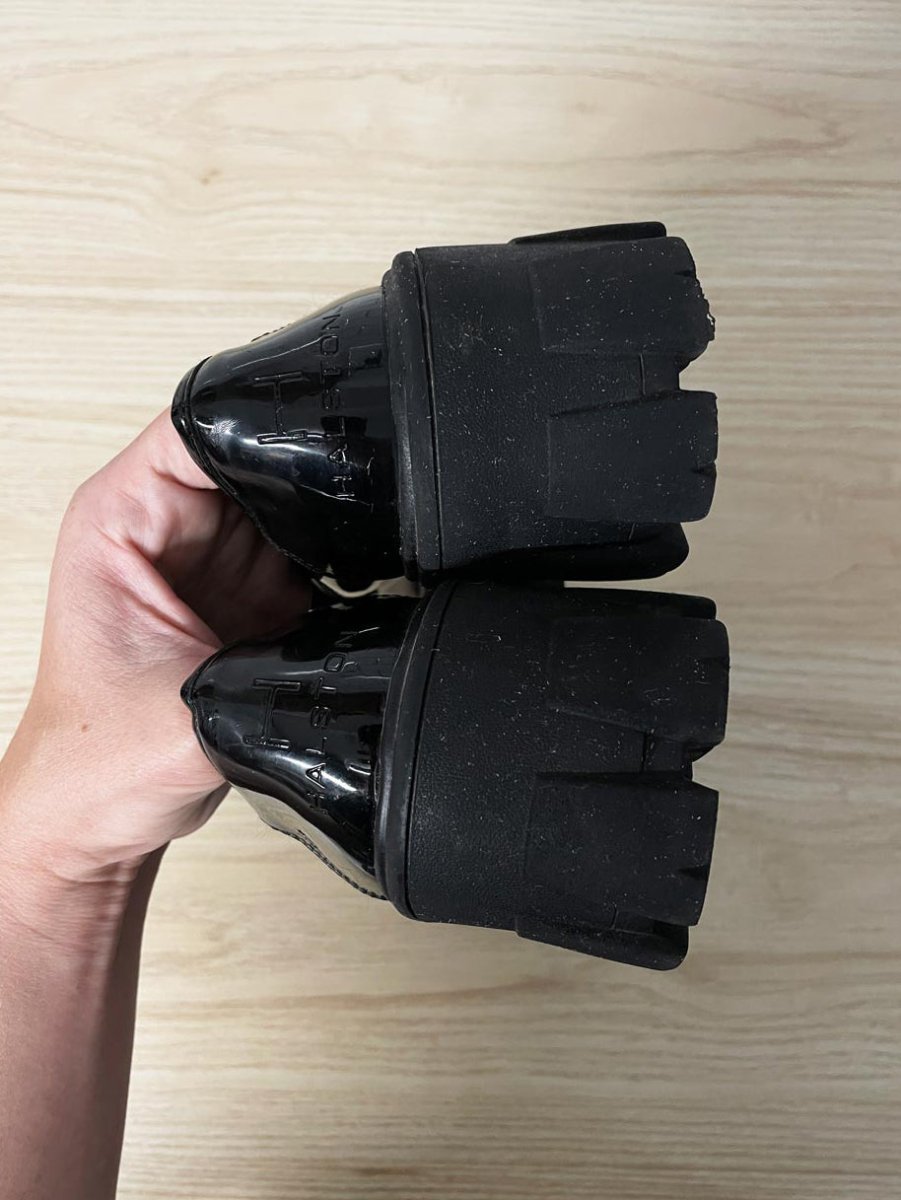 halston heritage donna patent chunky sole platform penny loafer - good market thrift store