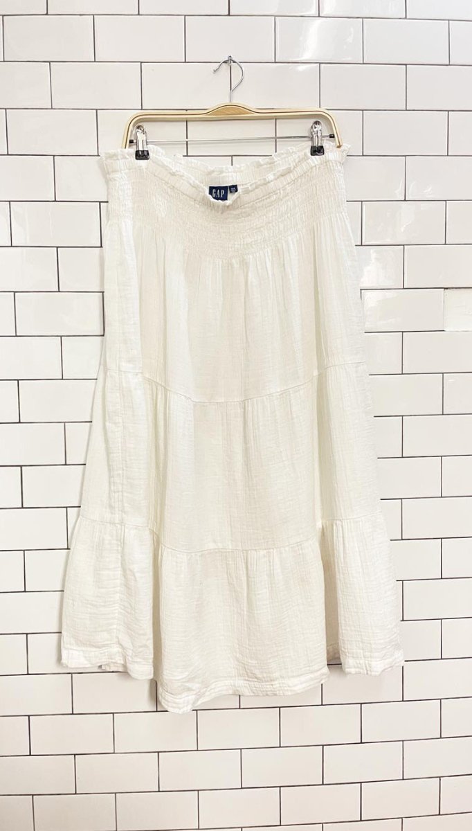 gap gauze cotton prairie tiered midi skirt - good market thrift store