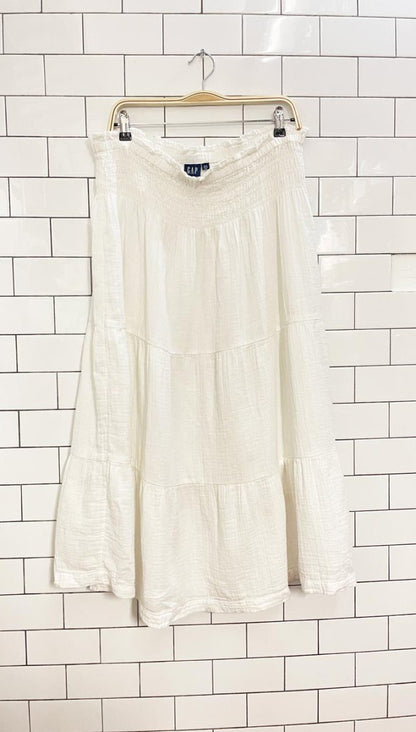 gap gauze cotton prairie tiered midi skirt - good market thrift store