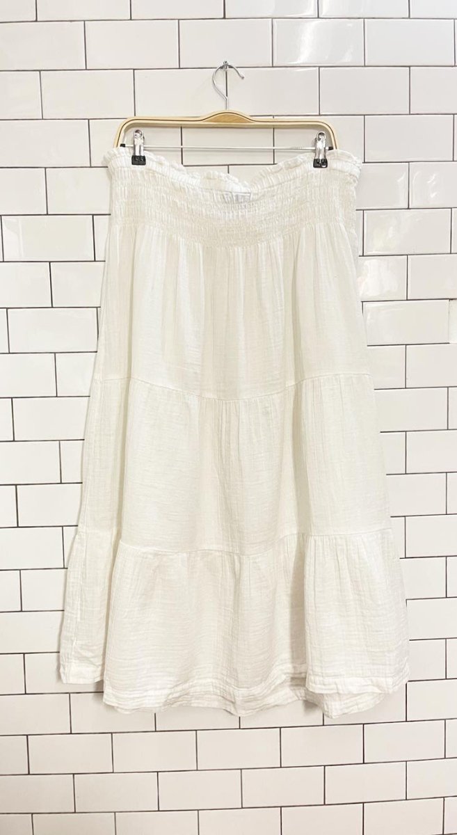 gap gauze cotton prairie tiered midi skirt - good market thrift store