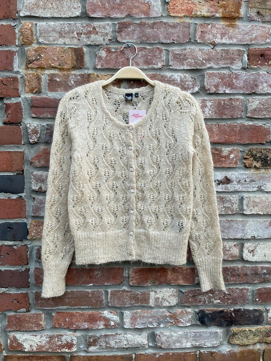 twik pointelle knit mohair blend cardigan