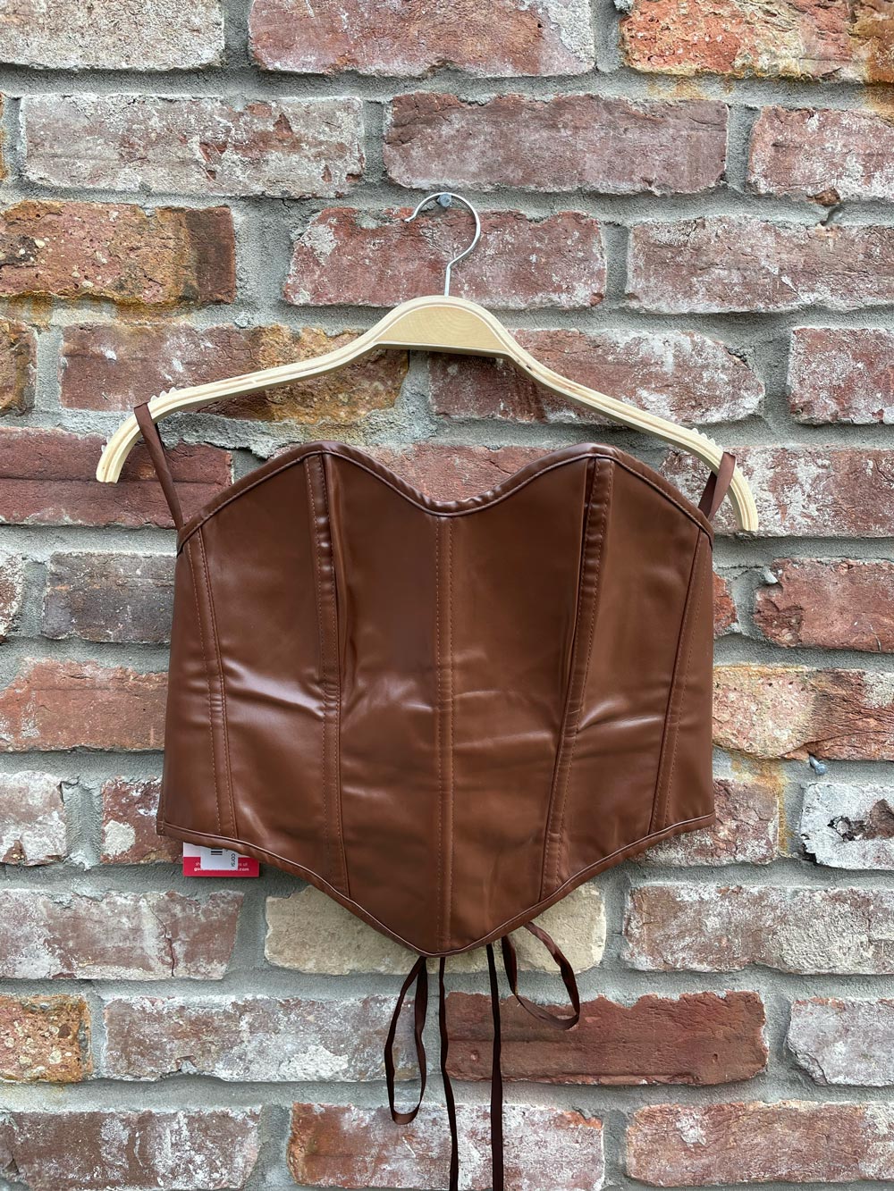 brown faux leather corset