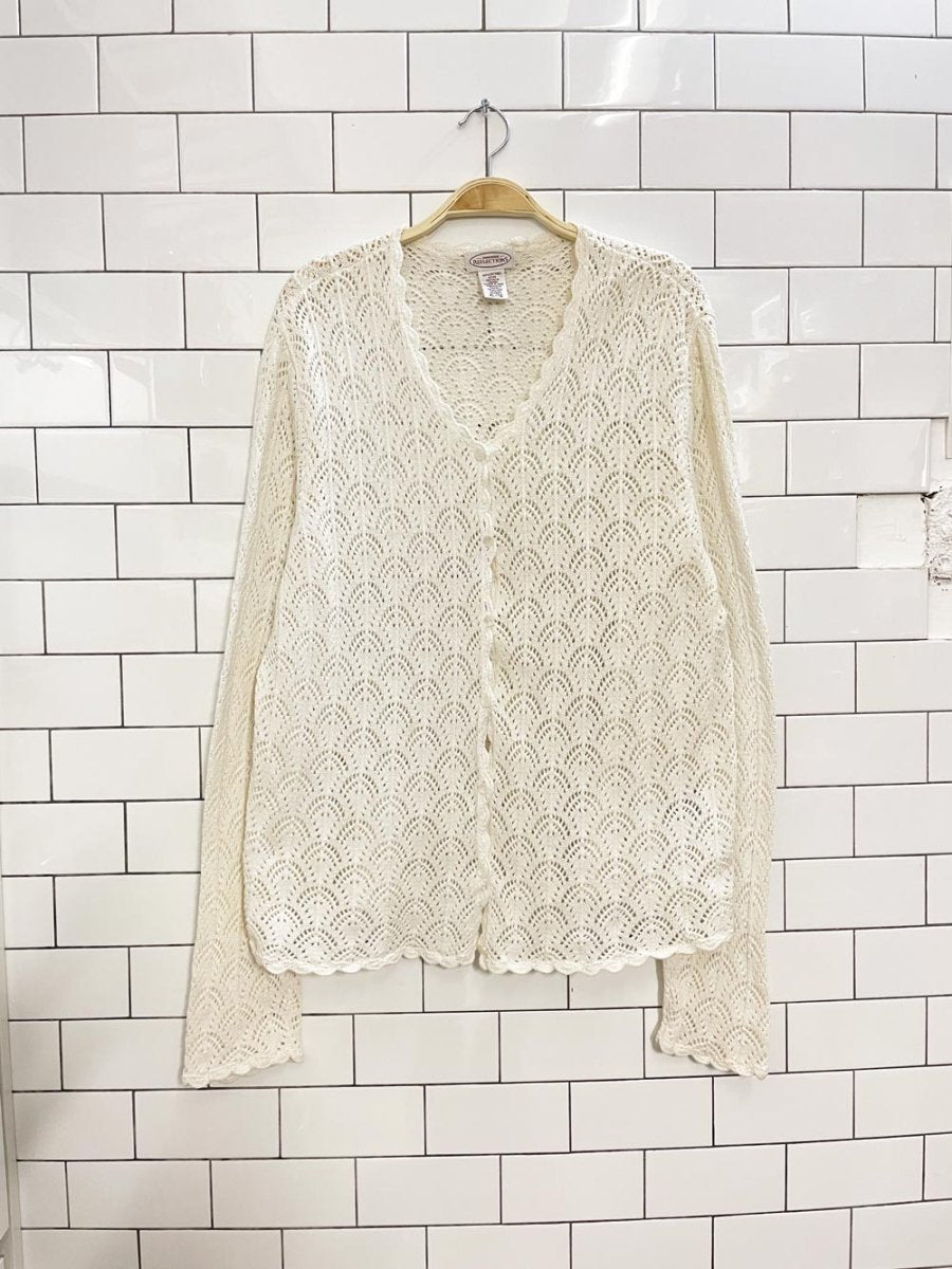 vintage 00s NR crochet knit cardigan top - good market thrift store