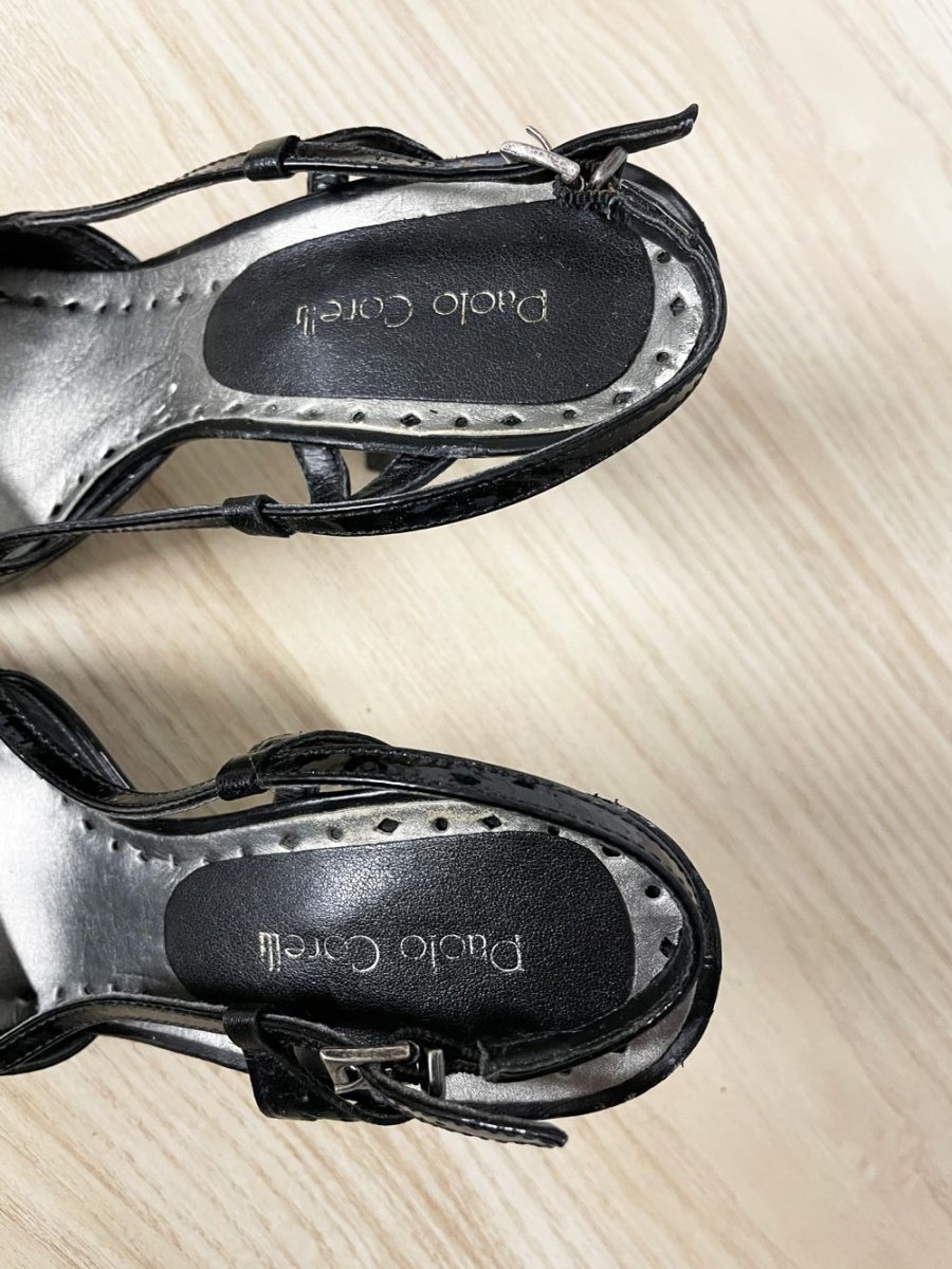 y2k paolo corelli brazil leather sling back heels - good market thrift store