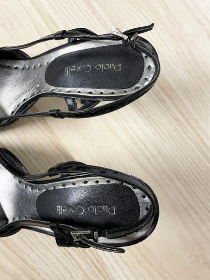 y2k paolo corelli brazil leather sling back heels - good market thrift store