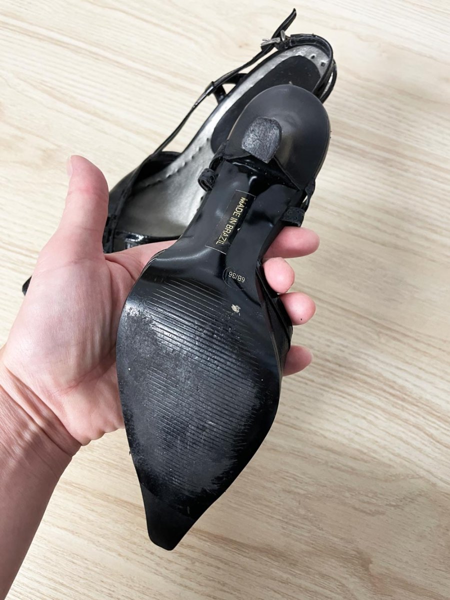 y2k paolo corelli brazil leather sling back heels - good market thrift store