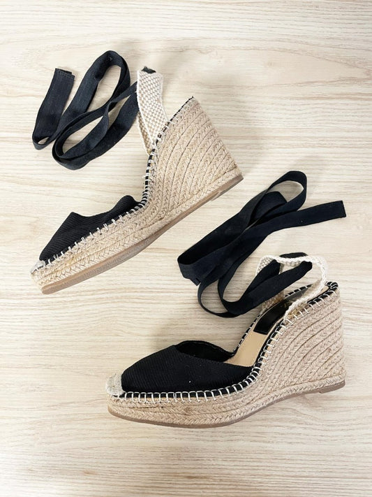 zara ankle wrap wedge espadrilles - good market thrift store