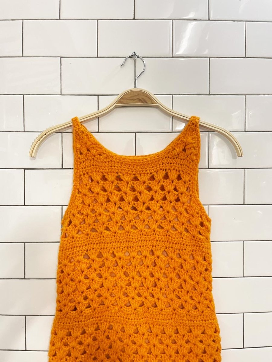 vintage 60s handmade crochet festival tank dress - good market thrift store