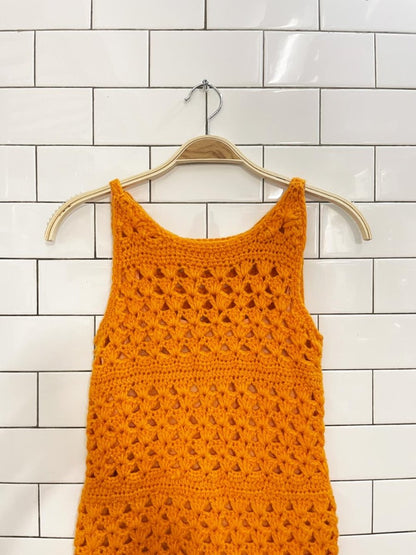 vintage 60s handmade crochet festival tank dress - good market thrift store