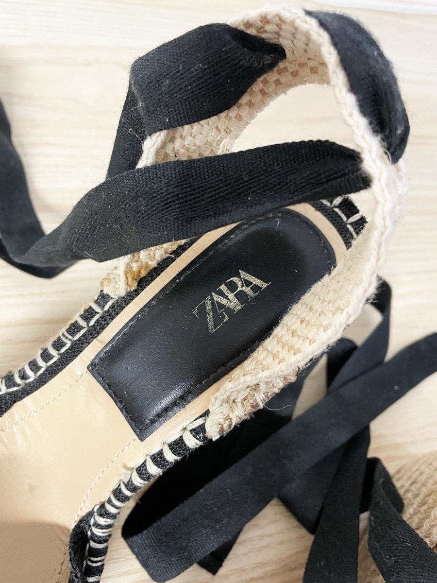 zara ankle wrap wedge espadrilles - good market thrift store