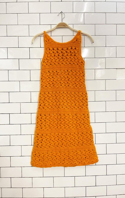vintage 60s handmade crochet festival tank dress - good market thrift store
