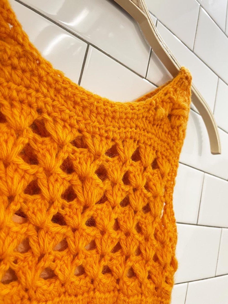 vintage 60s handmade crochet festival tank dress - good market thrift store