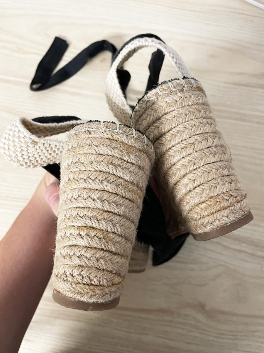 zara ankle wrap wedge espadrilles - good market thrift store