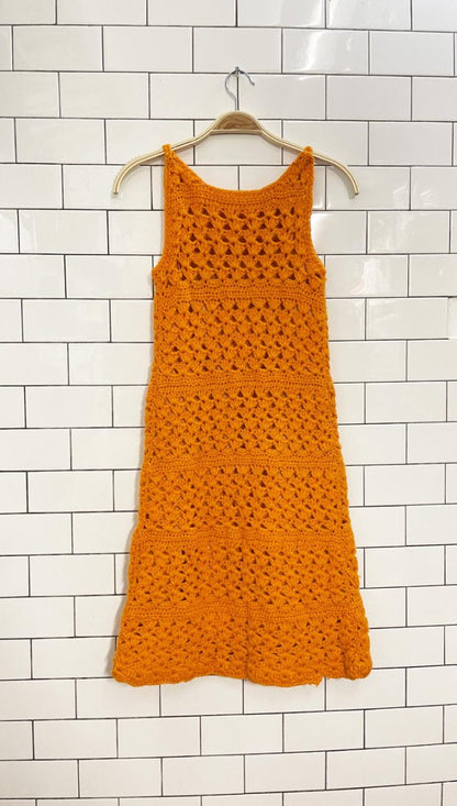 vintage 60s handmade crochet festival tank dress - good market thrift store