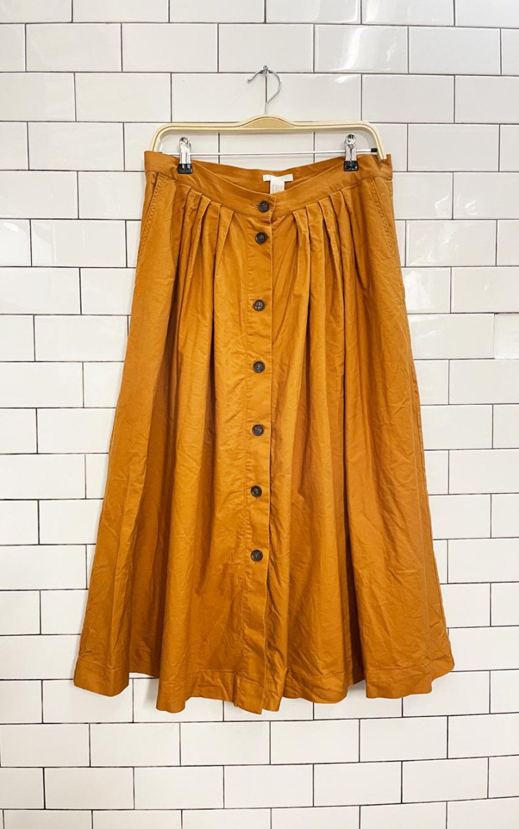 h&m goldenrod full button midi skirt - good market thrift store