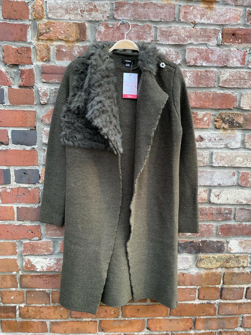 rudsak wool-blend cardigan with rabbit fur trim
