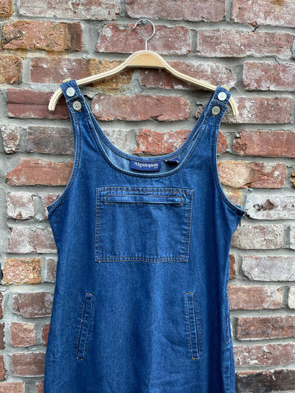 vintage 90s algonquin denim jumper midi dress