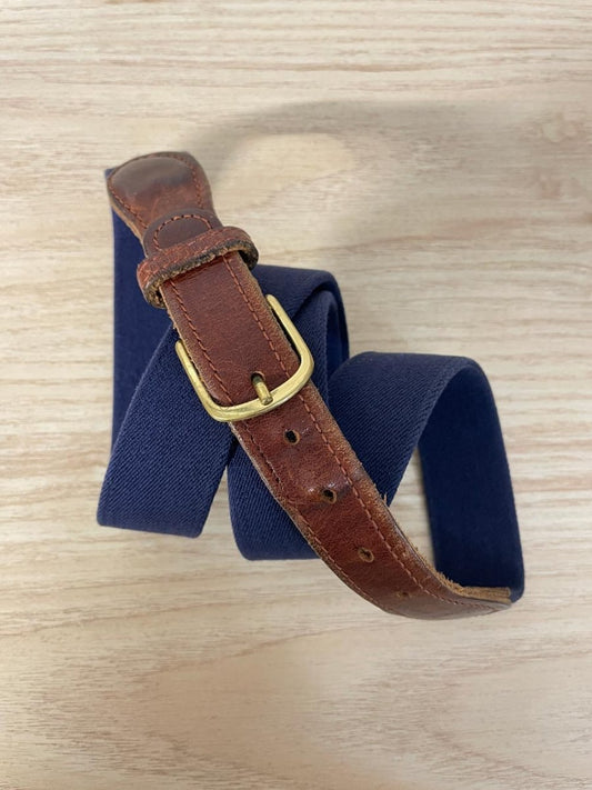 vintage leather trim solid brass stretch belt - good market thrift store