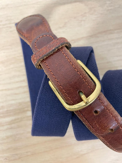 vintage leather trim solid brass stretch belt - good market thrift store