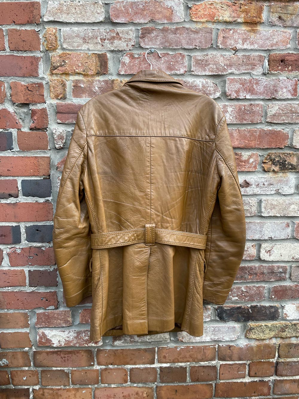 vintage 70s leather short trench coat