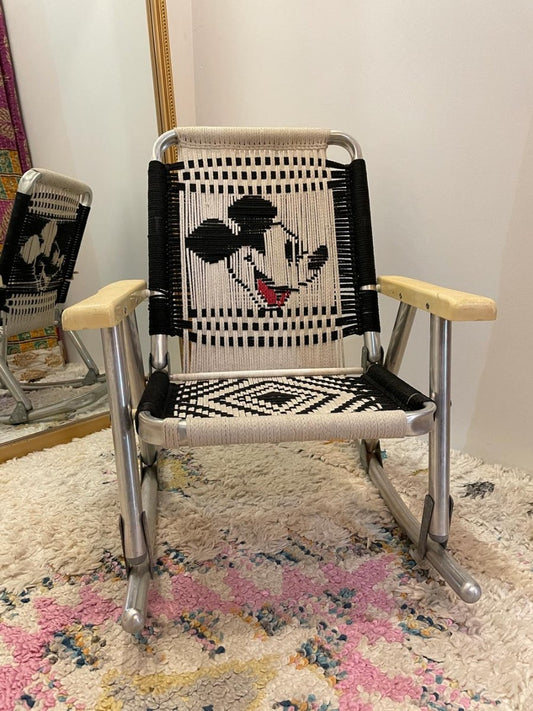 vintage disney macrame mickey rocking kids lawn chair - good market thrift store