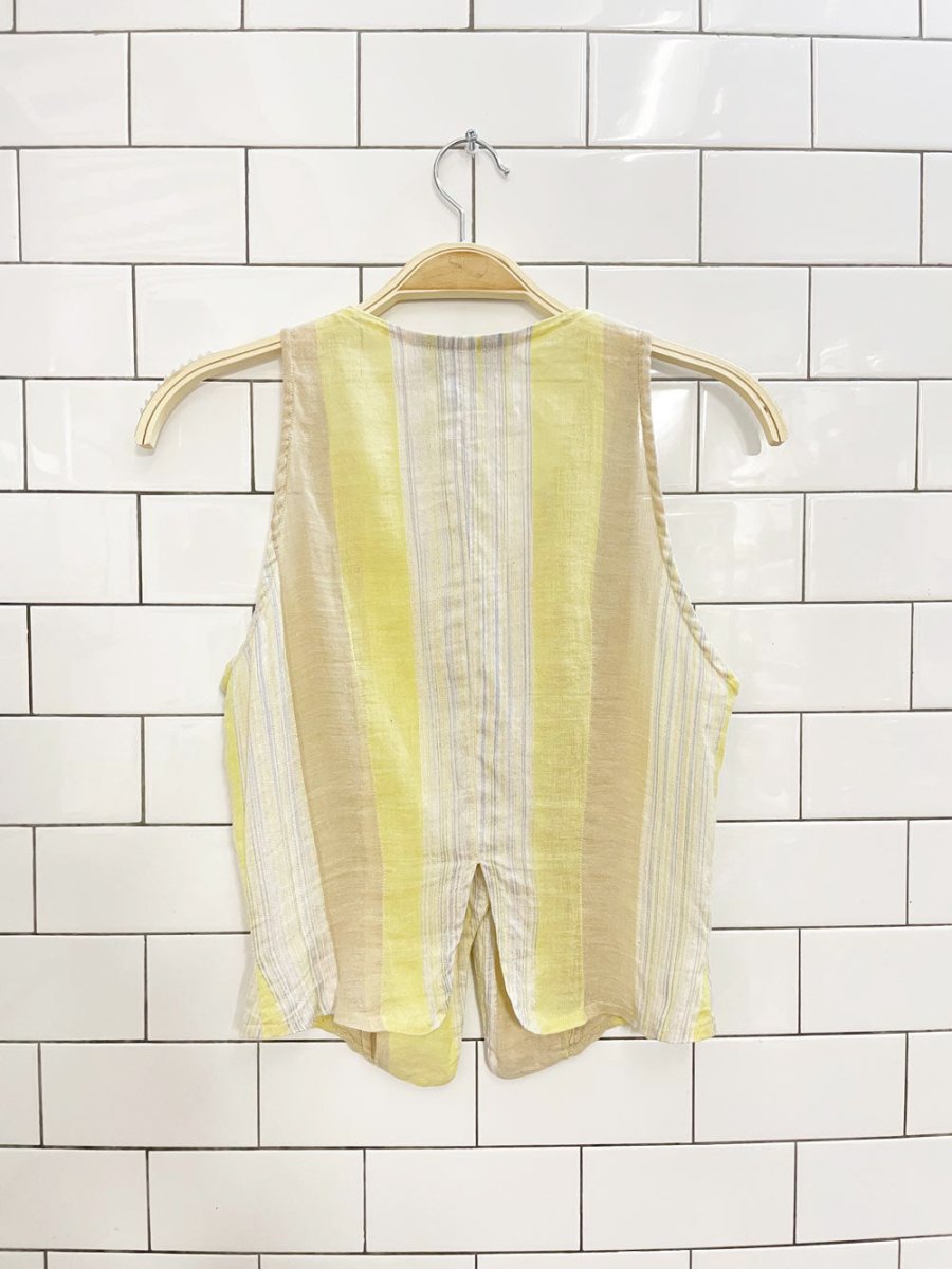 salaam linen stripe minimal vest top - good market thrift store