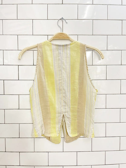salaam linen stripe minimal vest top - good market thrift store