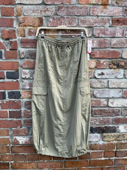 nwt uniqlo nylon drawstring cargo midi skirt
