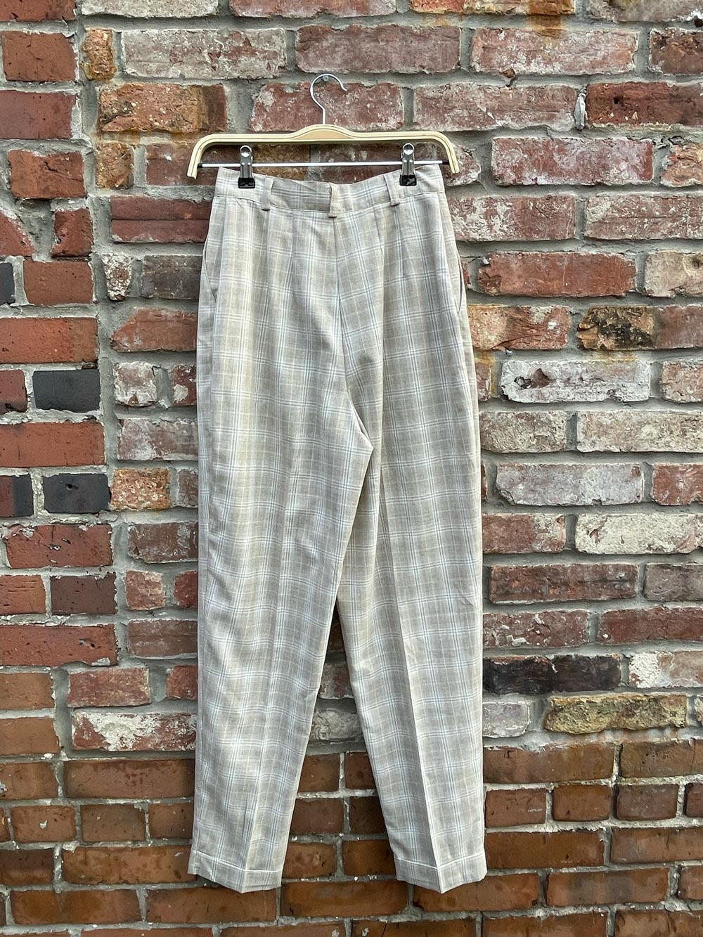vintage daniel hechter plaid pleated high rise trouser