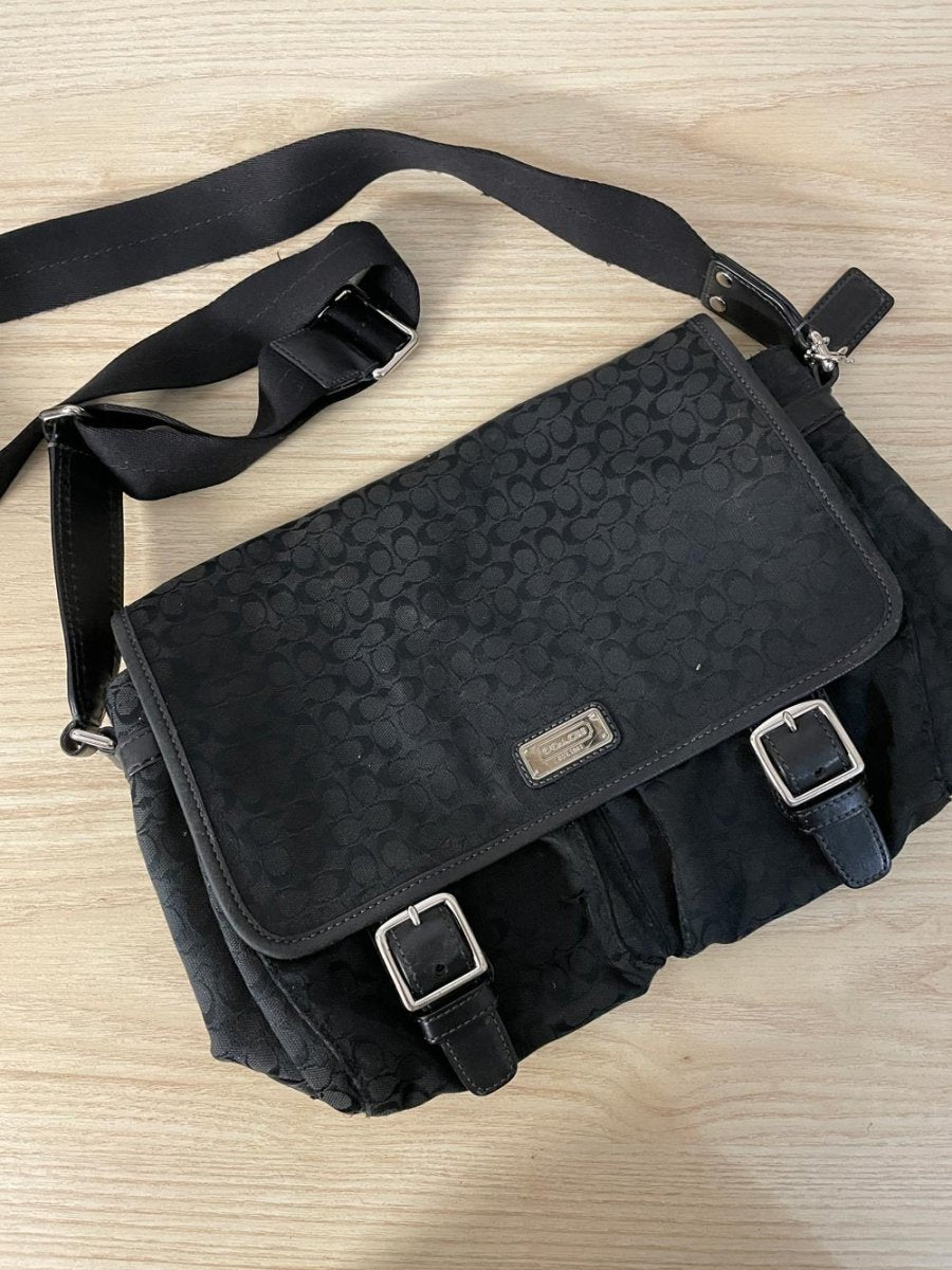 coach signature canvas saddle messenger bag - good market thrift store