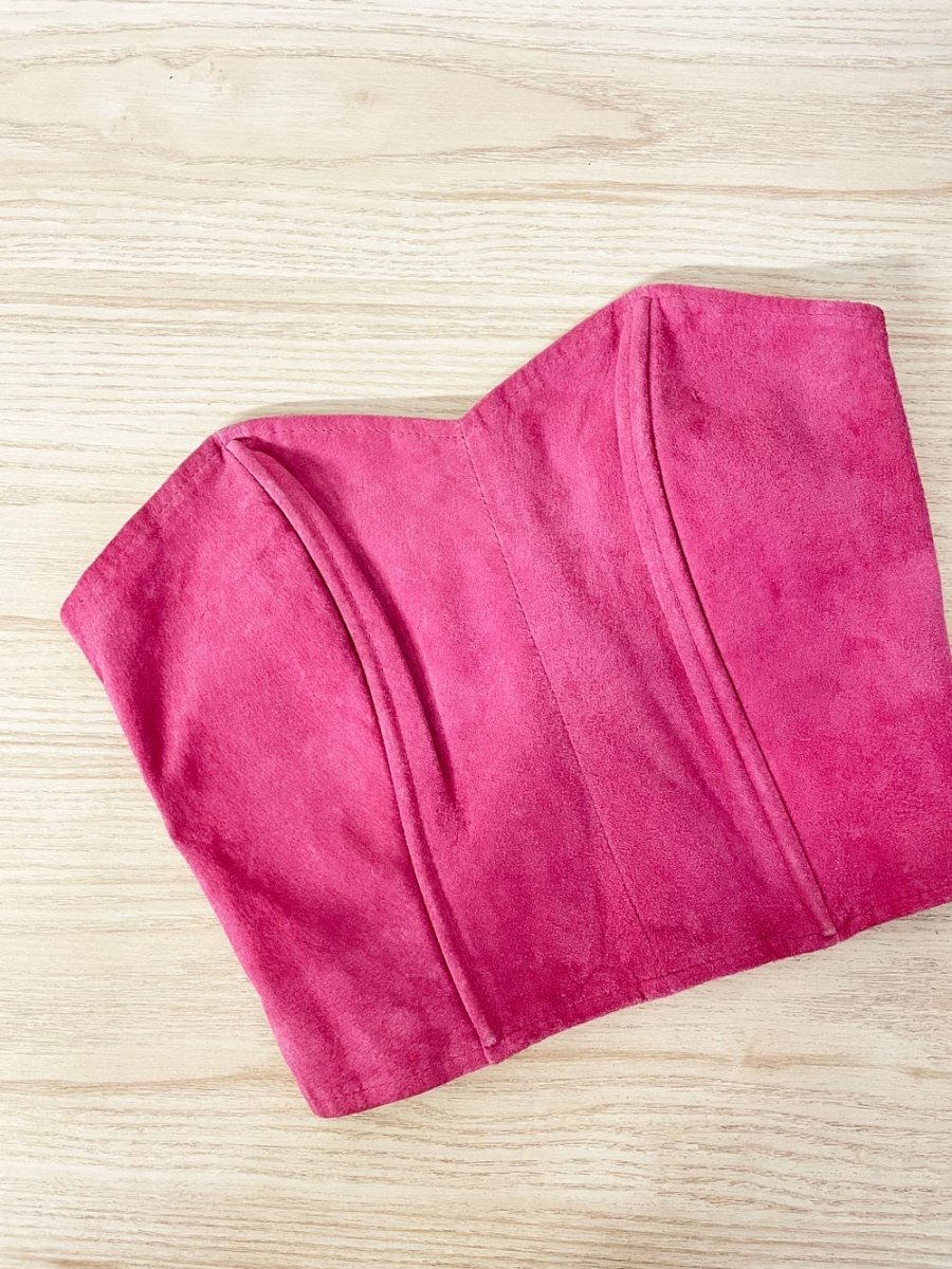 vintage chia pink suede bustier top - good market thrift store