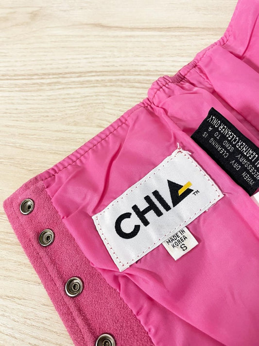 vintage chia pink suede bustier top - good market thrift store