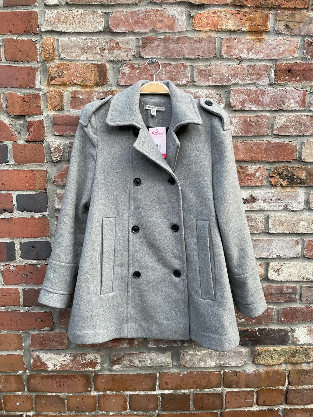 zara grey double breasted car coat