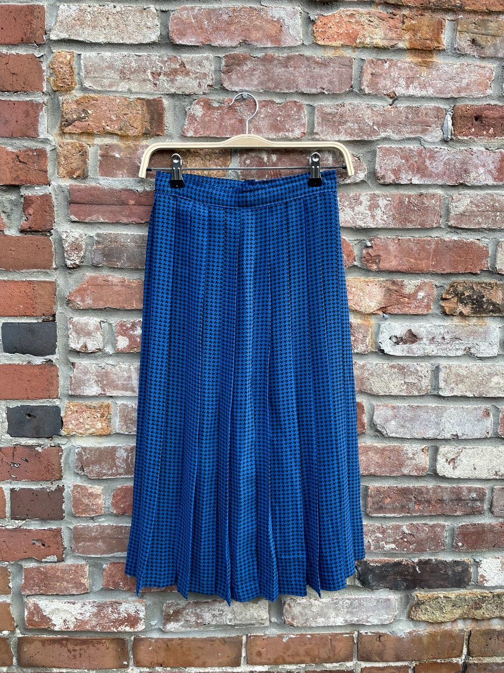 vintage houndstooth pleated chiffon midi skirt