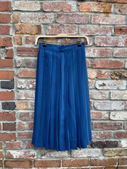 vintage houndstooth pleated chiffon midi skirt