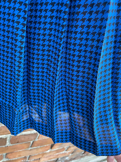 vintage houndstooth pleated chiffon midi skirt