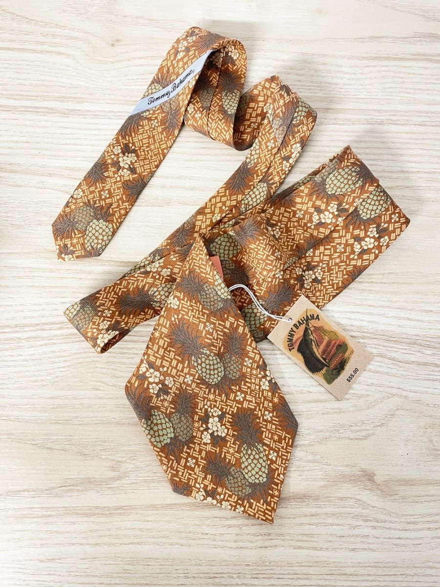 nwt tommy bahama handmade silk pineapple tie - good market thrift store