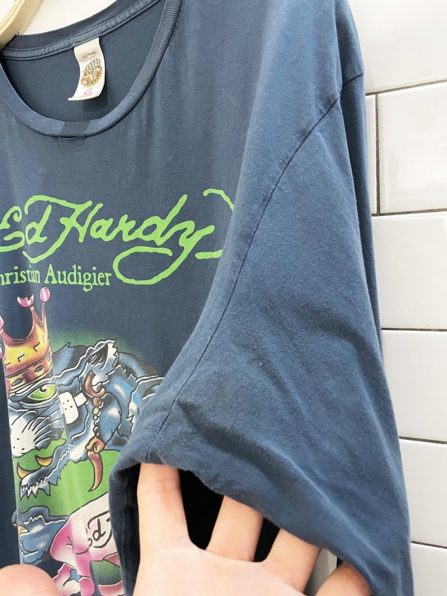 y2k ed hardy distressed long sleeve tee - good market thrift store
